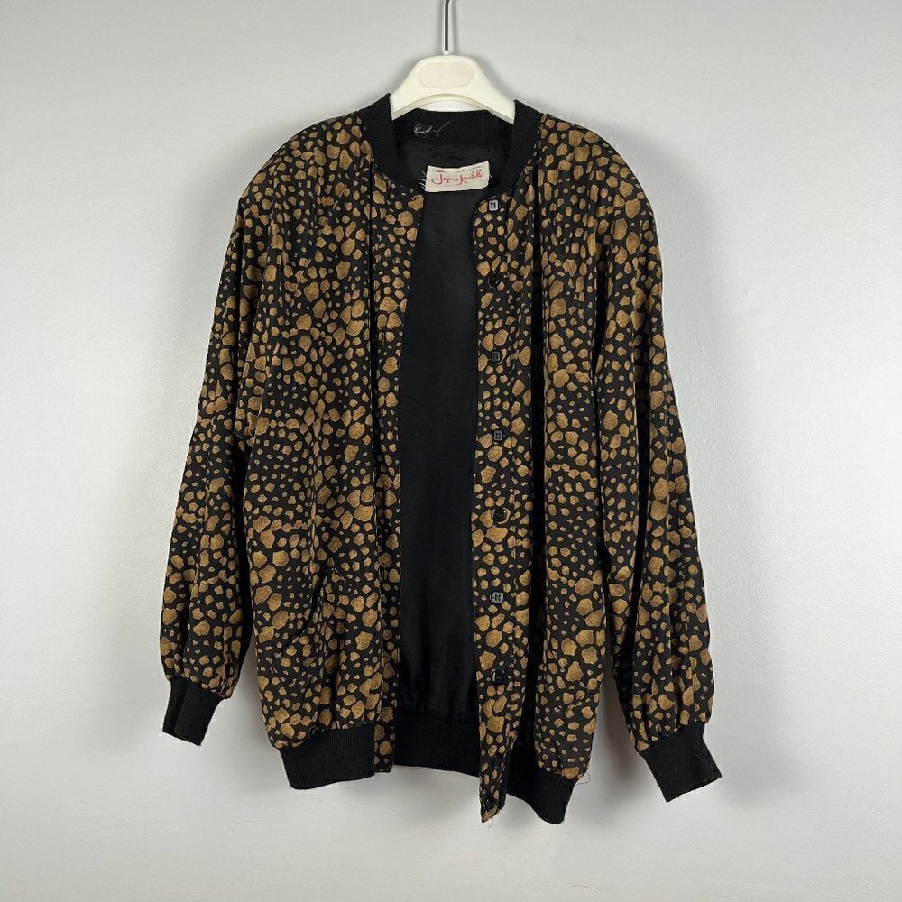 Vintage Jacques Isabelle lightweight bomber women button jacket lined synthetic